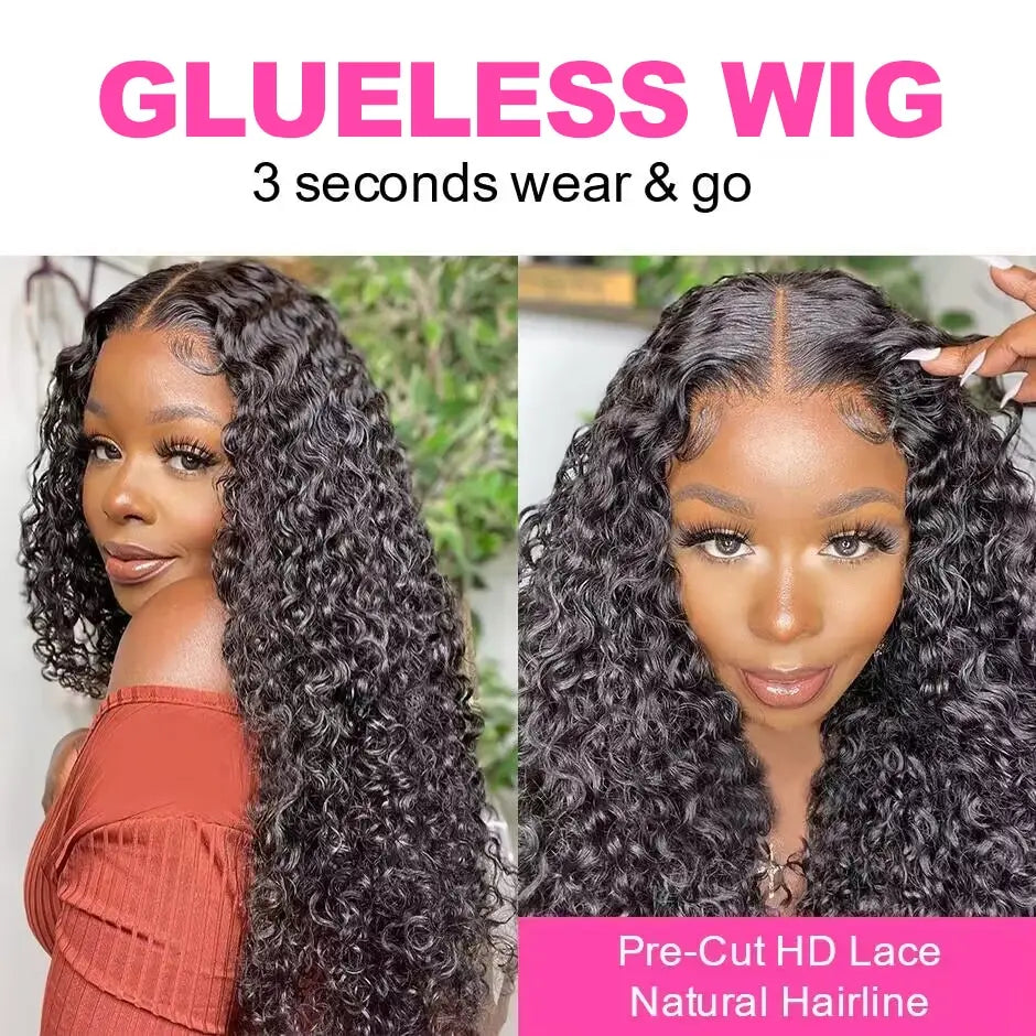 Deep Wave Glueless Wig Human Hair Ready To Wear