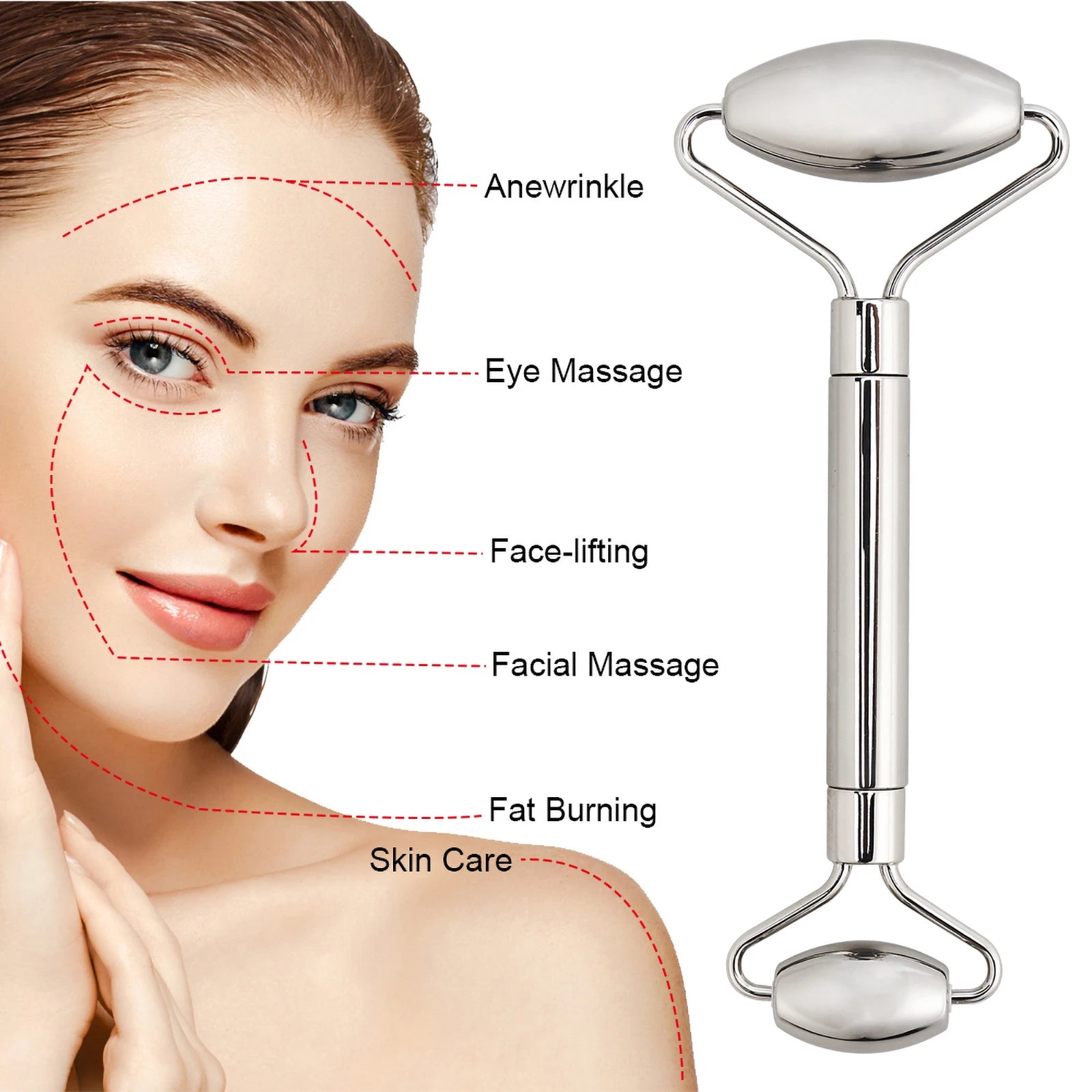 Stainless Steel Facial Roller Gua Sha Set Face Care