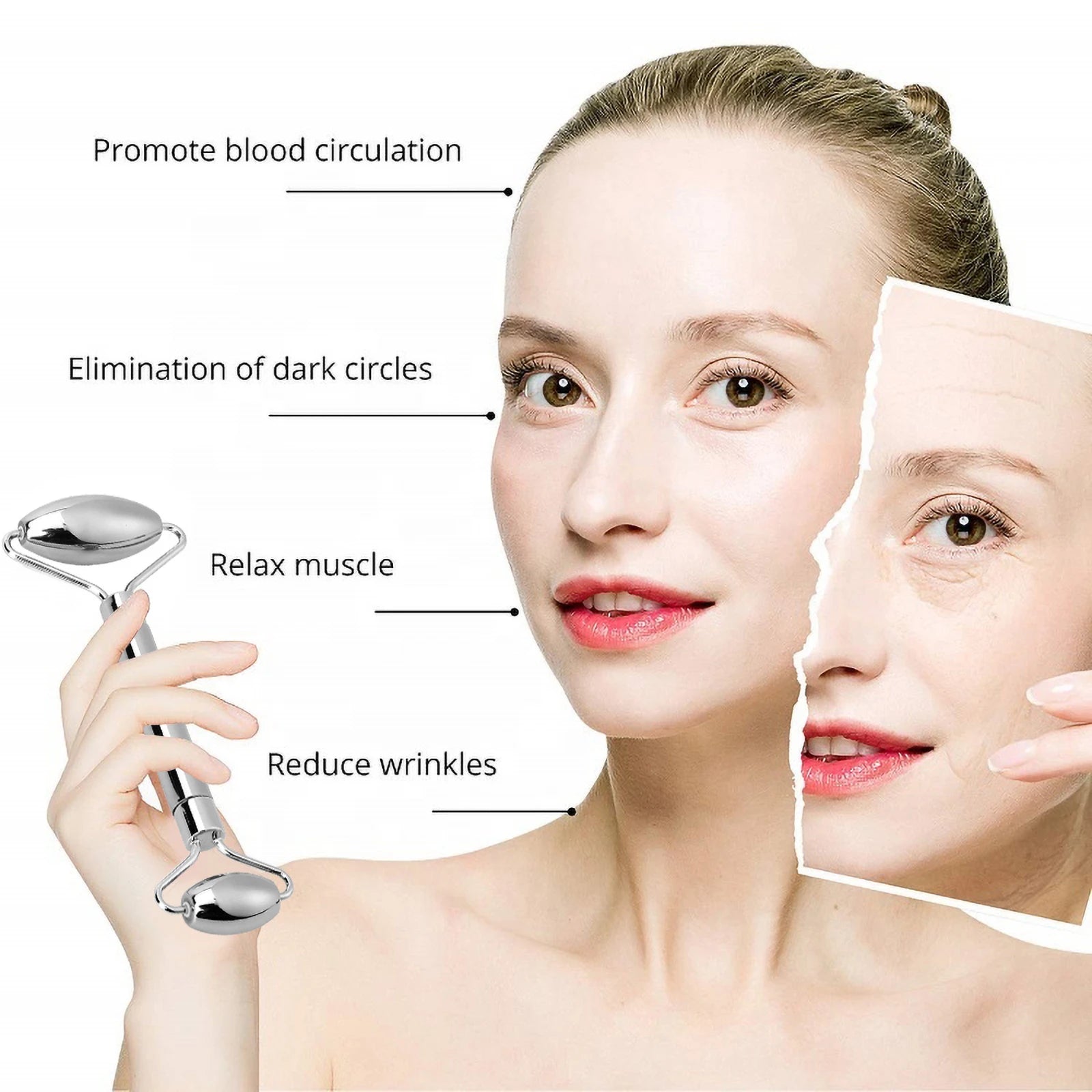 Stainless Steel Facial Roller Gua Sha Set Face Care