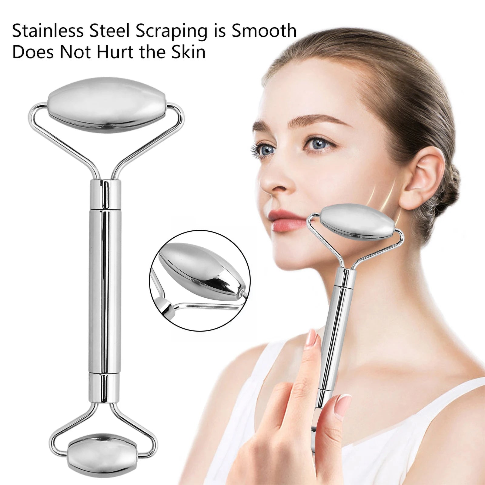 Stainless Steel Facial Roller Gua Sha Set Face Care