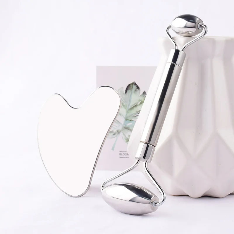 Stainless Steel Facial Roller Gua Sha Set Face Care